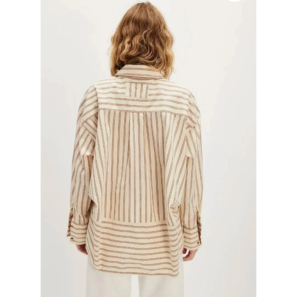 Free People women's‎ Striped Button-Up Oversized XS 